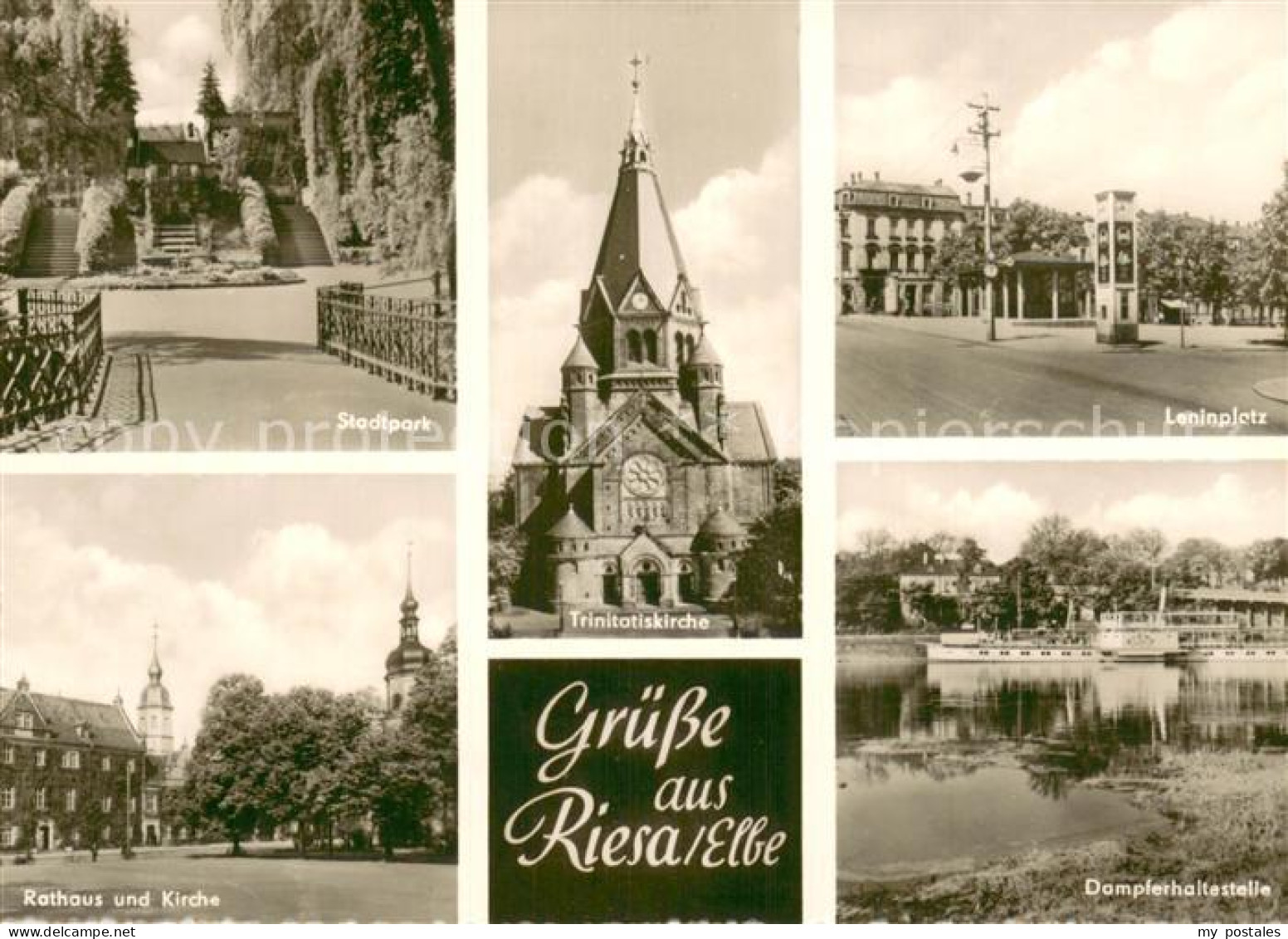 73753096 Riesa Sachsen Stadtpark Trinitatiskirche Leninplatz Rathaus Und Kirche  - Riesa