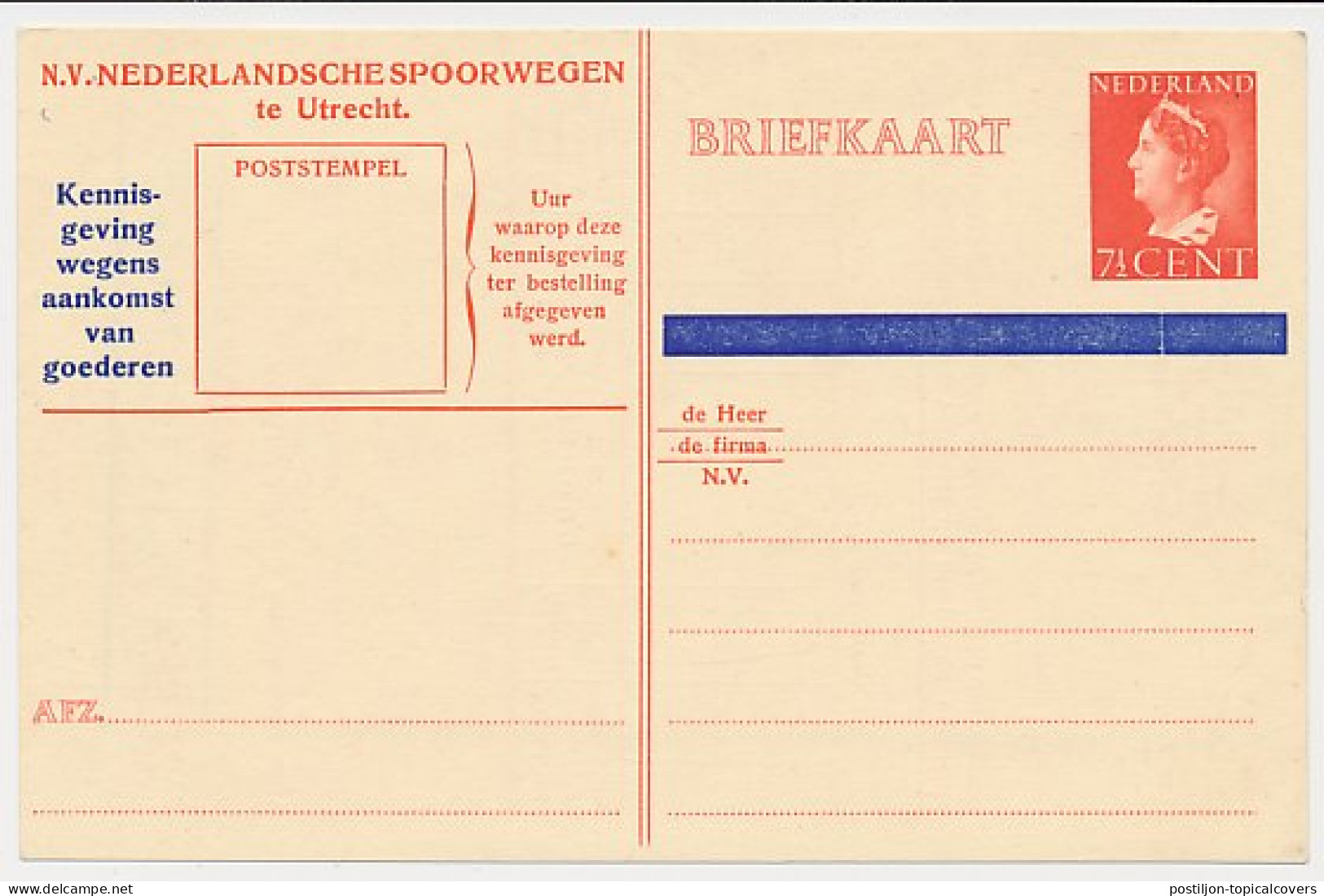 Spoorwegbriefkaart G. NS289 B - Postwaardestukken