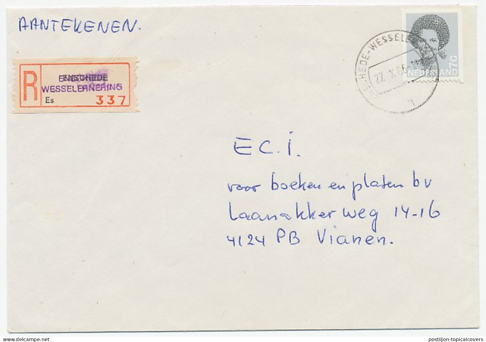 Em. Beatrix Aangetekend Enschede 1986 - Overstempeld Strookje - Unclassified