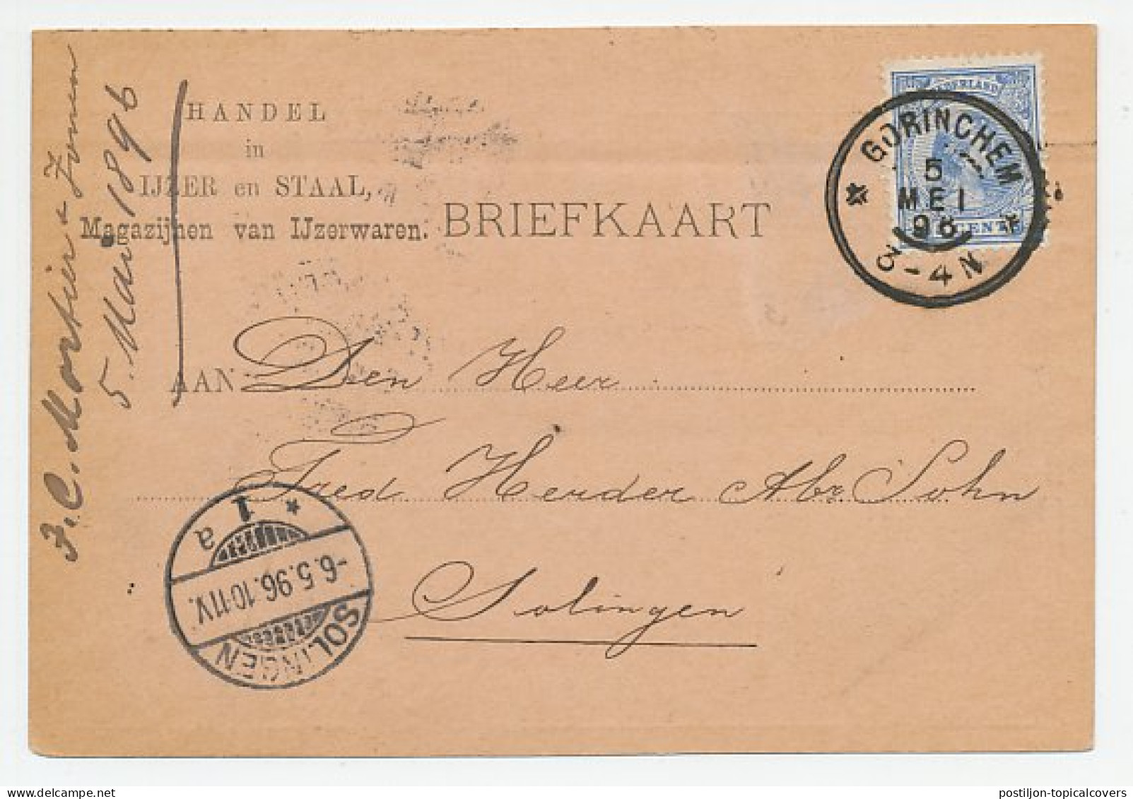 Firma Briefkaart Gorinchem 1896 - IJzerhandel - Non Classificati