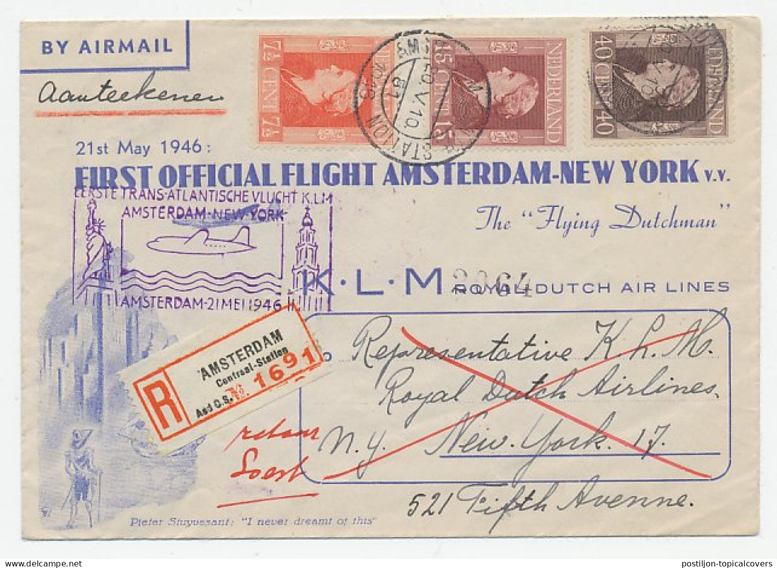 VH A 239 A Amsterdam - New York USA 1946 - Unclassified