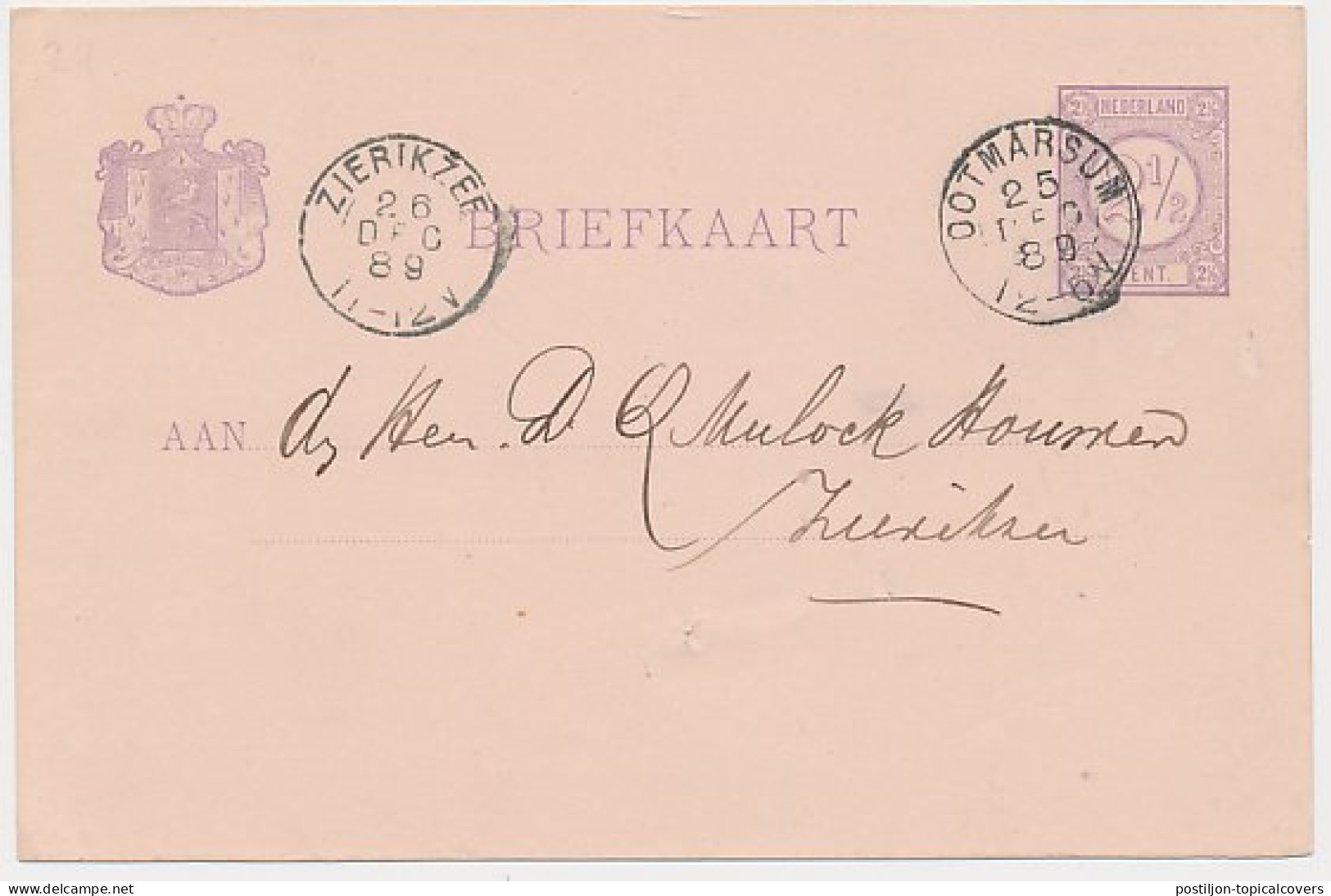 Kleinrondstempel Ootmarsum 1889 - Ohne Zuordnung