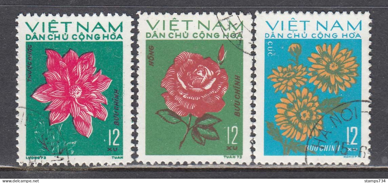 Vietnam Nord 1974 - (2) Flowers, Mi-nr. 756/58, Used - Vietnam