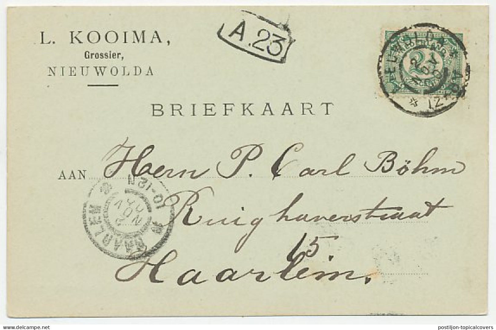 Firma Briefkaart Nieuwolda 1906 - Grossier - Ohne Zuordnung