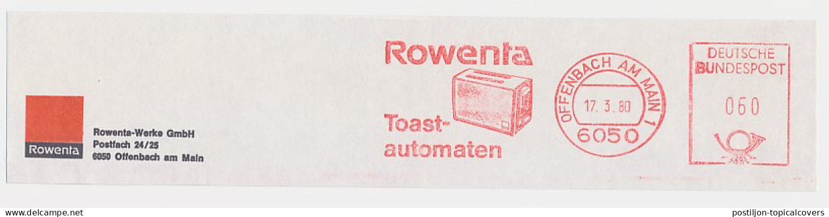 Meter Top Cut Germany 1980 Toaster - Bread - Rowenta - Alimentación
