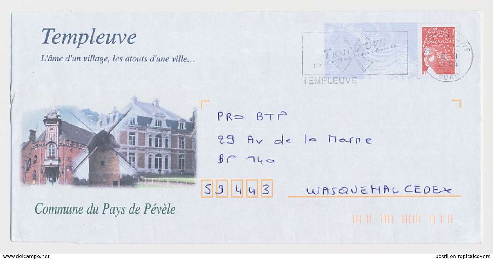 Postal Stationery / PAP France 2004 Windmill - Templeuve - Mühlen