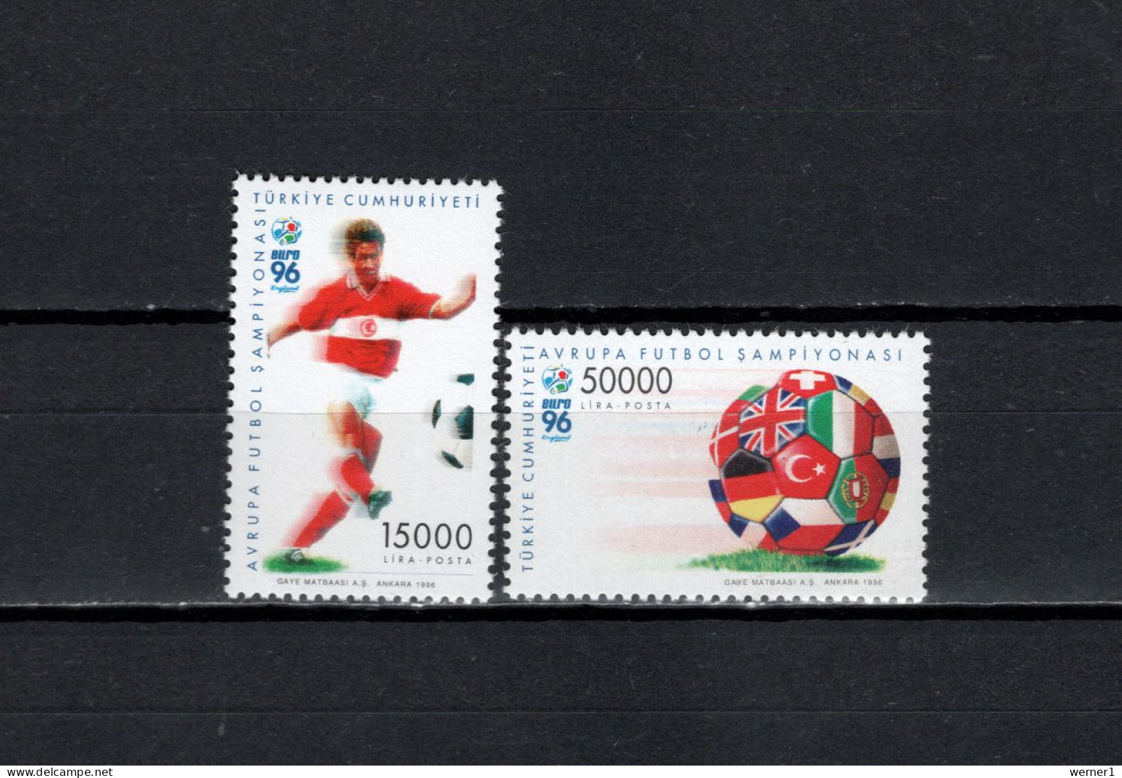 Turkey 1996 Football Soccer European Championship Set Of 2 MNH - Championnat D'Europe (UEFA)