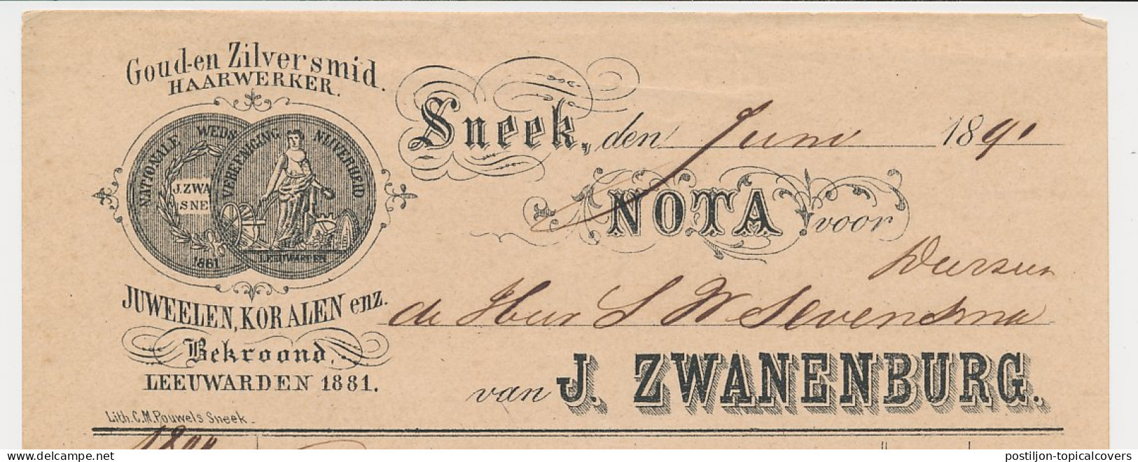 Nota Sneek 1891 - Goud En Zilversmid - Haarwerker - Juwelen - Pays-Bas