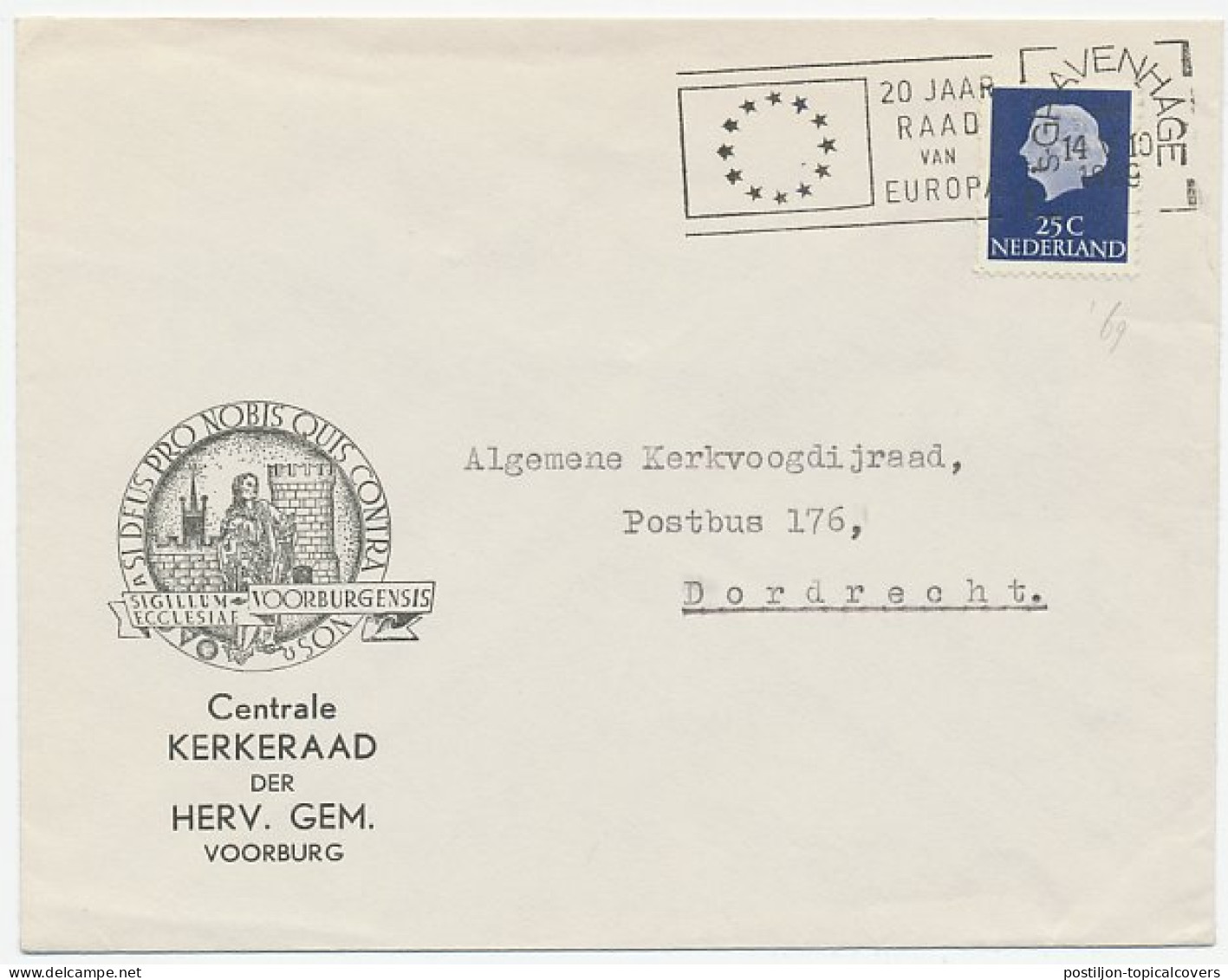 Envelop Voorburg 1969 - Kerkeraad Hervormde Gemeente - Non Classés
