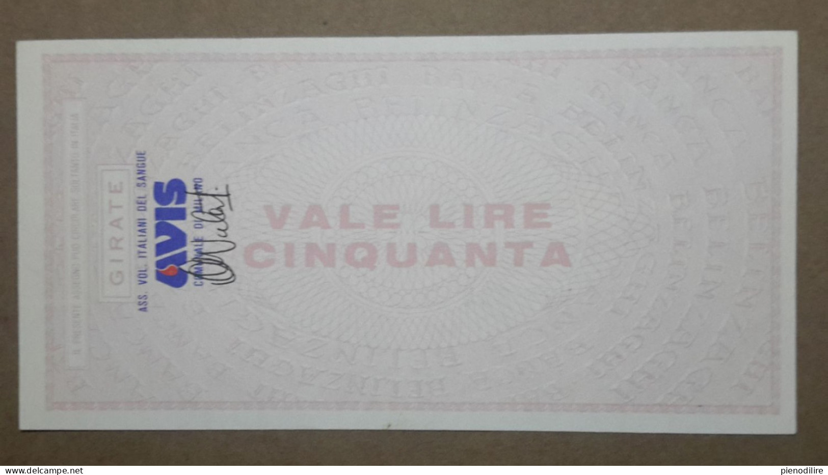 BANCA BELINZAGHI, 50 LIRE 30.06.1977 A.V.I.S. MILANO (A1.82) - [10] Checks And Mini-checks