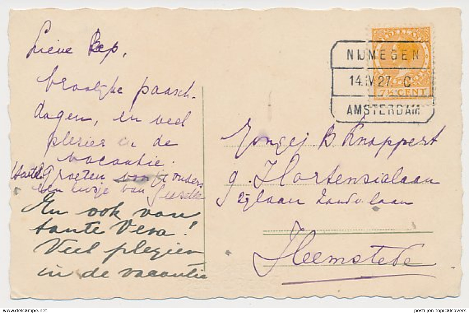 Treinblokstempel : Nijmegen - Amsterdam C 1927  - Unclassified