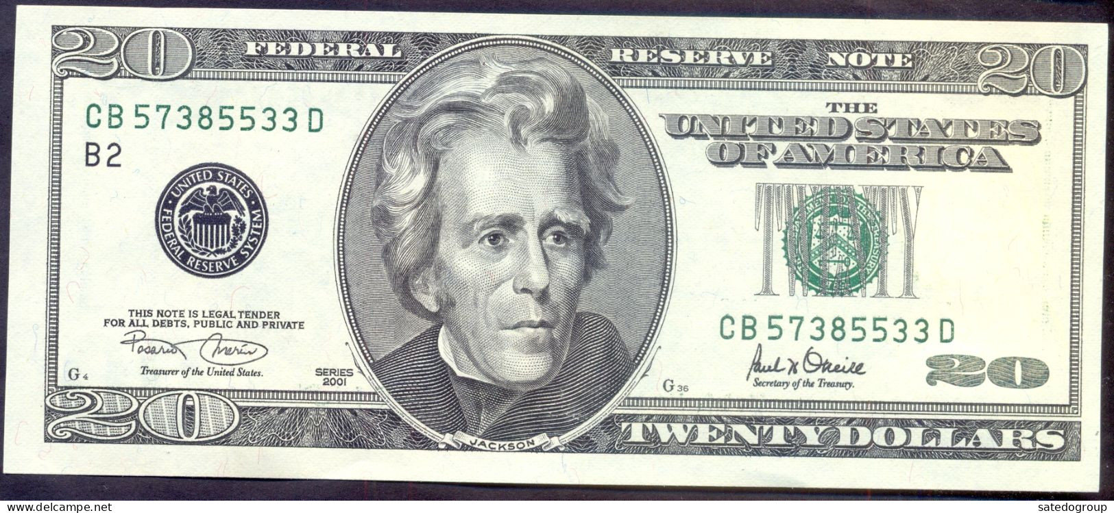 USA 20 Dollars 2001 B  - UNC # P- 512 < B - New York NY > - Federal Reserve Notes (1928-...)