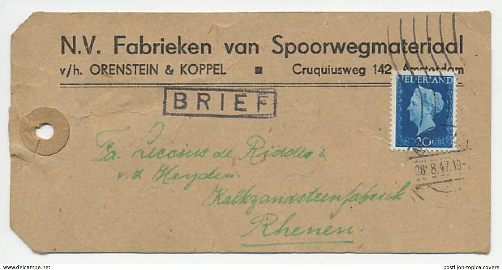 Em. Hartz Amsterdam - Rhenen 1947 - Adreslabel - Ohne Zuordnung