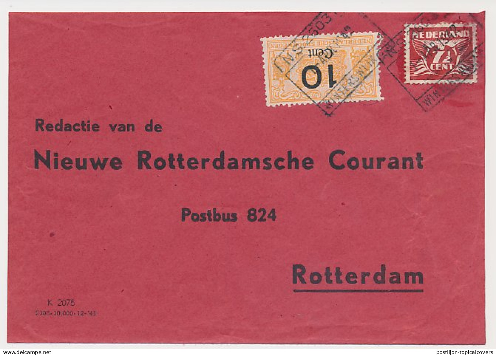 Spoorweg Poststuk Winterswijk - Rotterdam 1942 - Non Classés