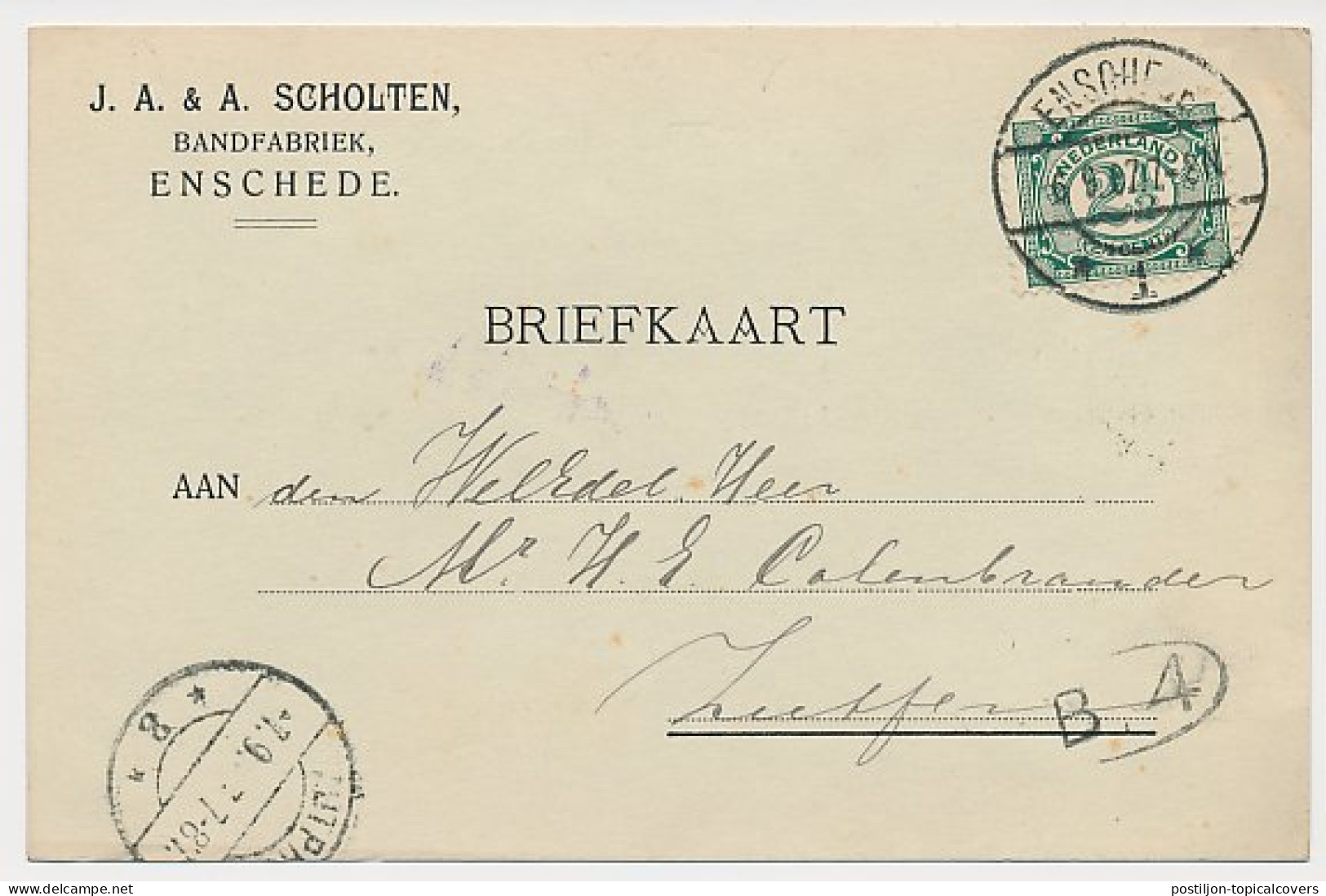 Firma Briefkaart Enschede 1907 - Bandfabriek - Ohne Zuordnung