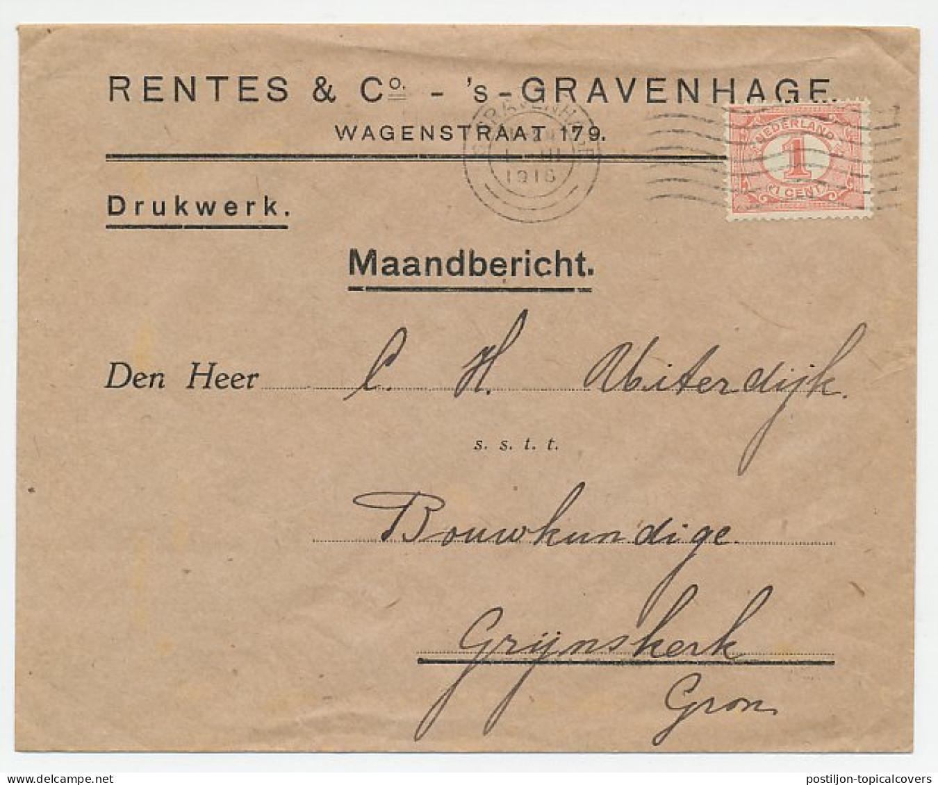 Em. Vurtheim Den Haag - Grijpskerk 1918 - Maandbericht - Ohne Zuordnung