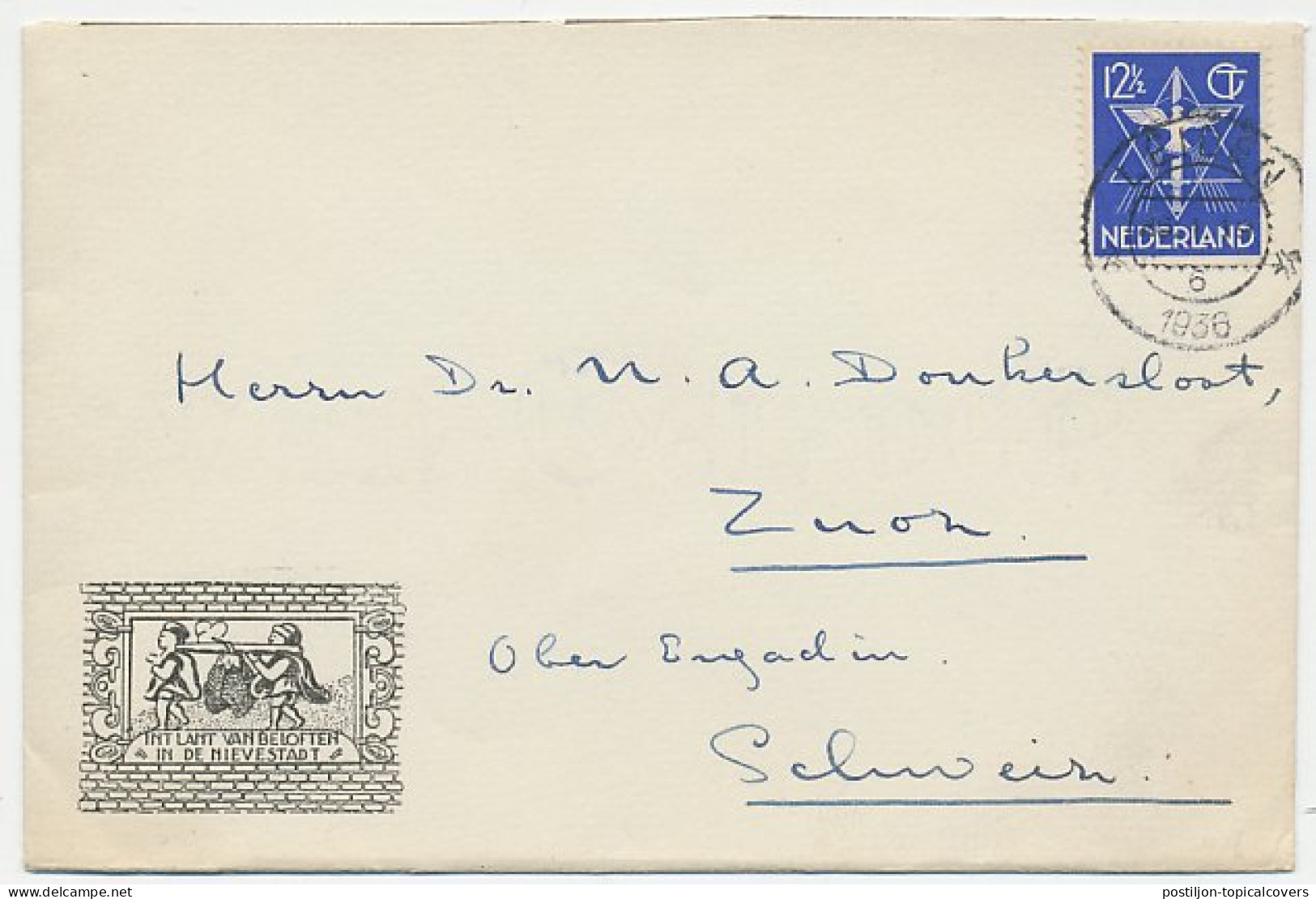 Firma Envelop Leiden 1936 - Gevelsteen / Verspieders / Bijbel - Non Classés