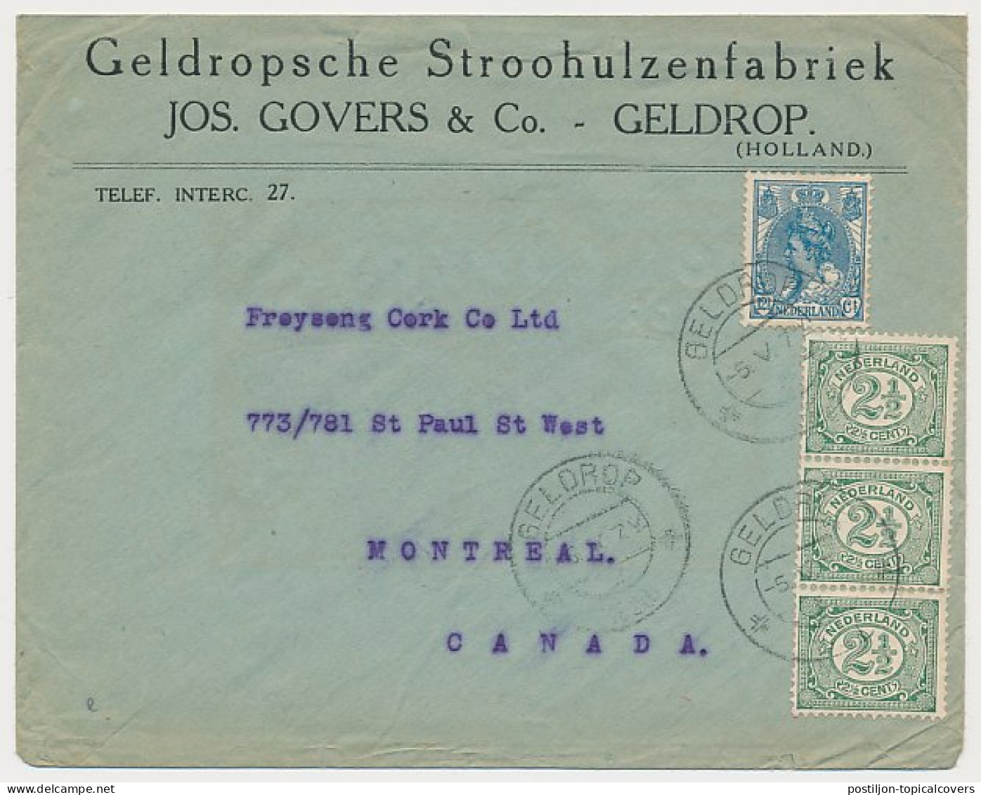 Firma Envelop Geldrop 1920 - Stroohulzenfabriek - Ohne Zuordnung