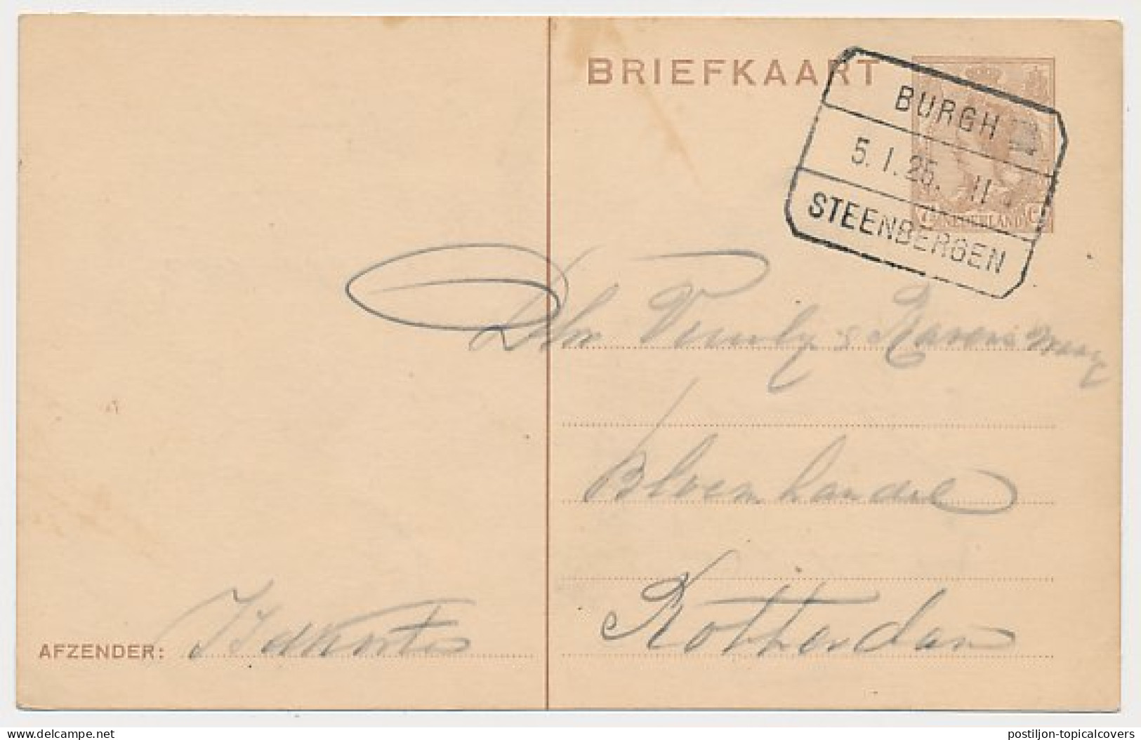 Treinblokstempel : Burgh - Steenbergen II 1925 ( Haamstede ) - Non Classés