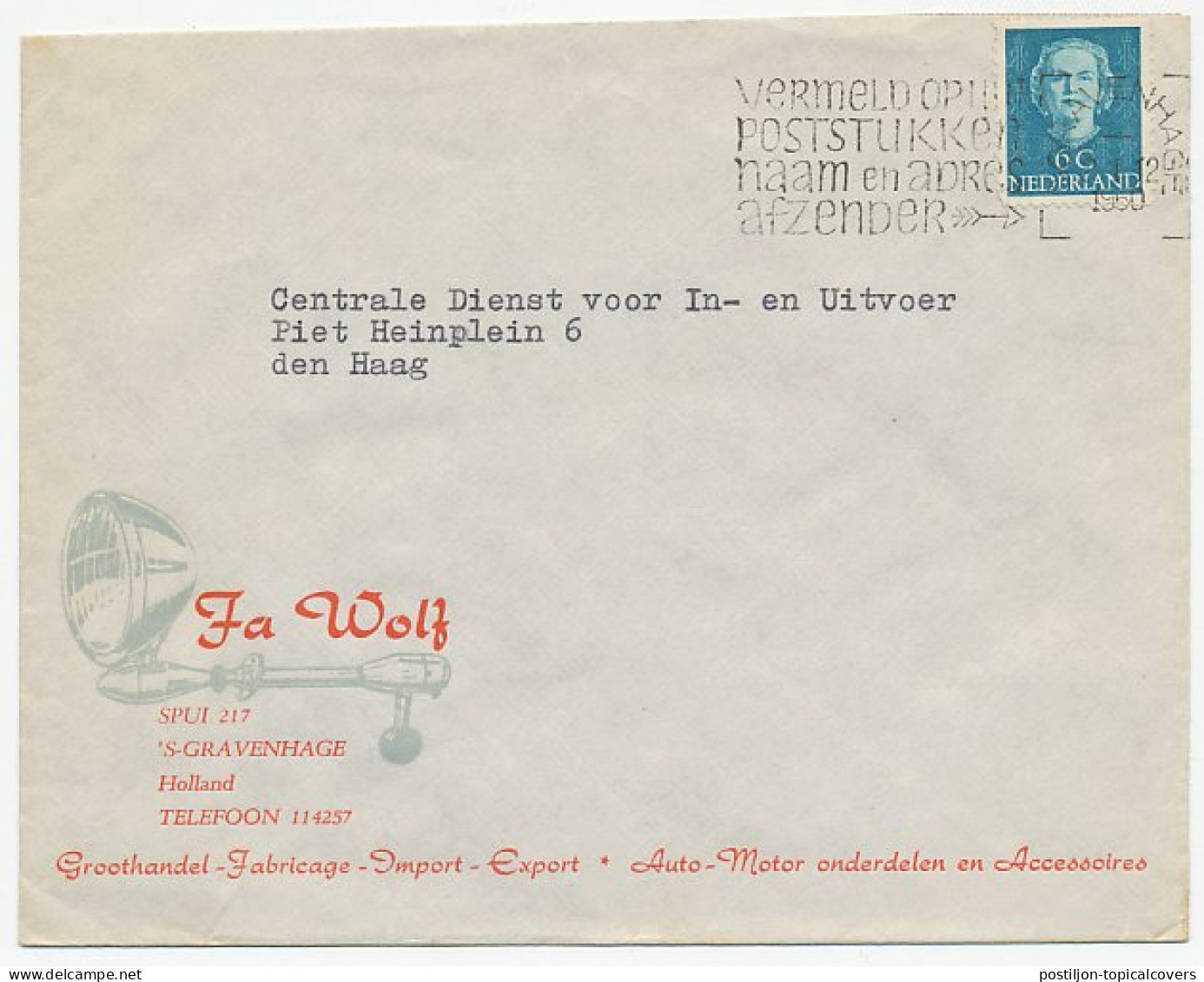 Firma Envelop Den Haag 1950 - Auto En Motoronderdelen - Non Classificati