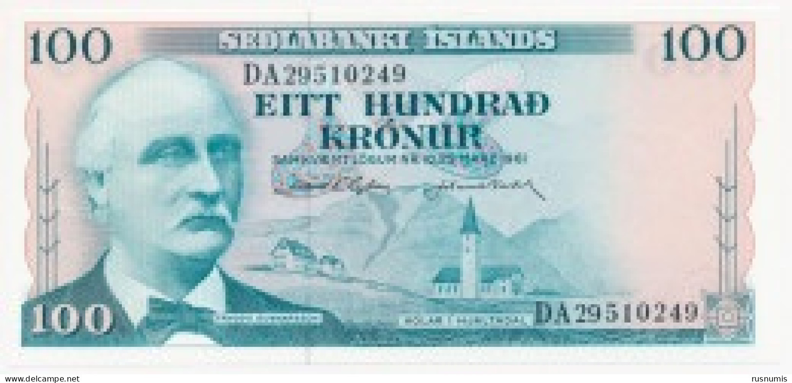 ICELAND ISLANDE ISLAND 100 KRONUR P-44a Tryggvi Gunnarsson; Hуlar In Hjalta Valley -  Hekla Volcano 1961 UNC - Islanda