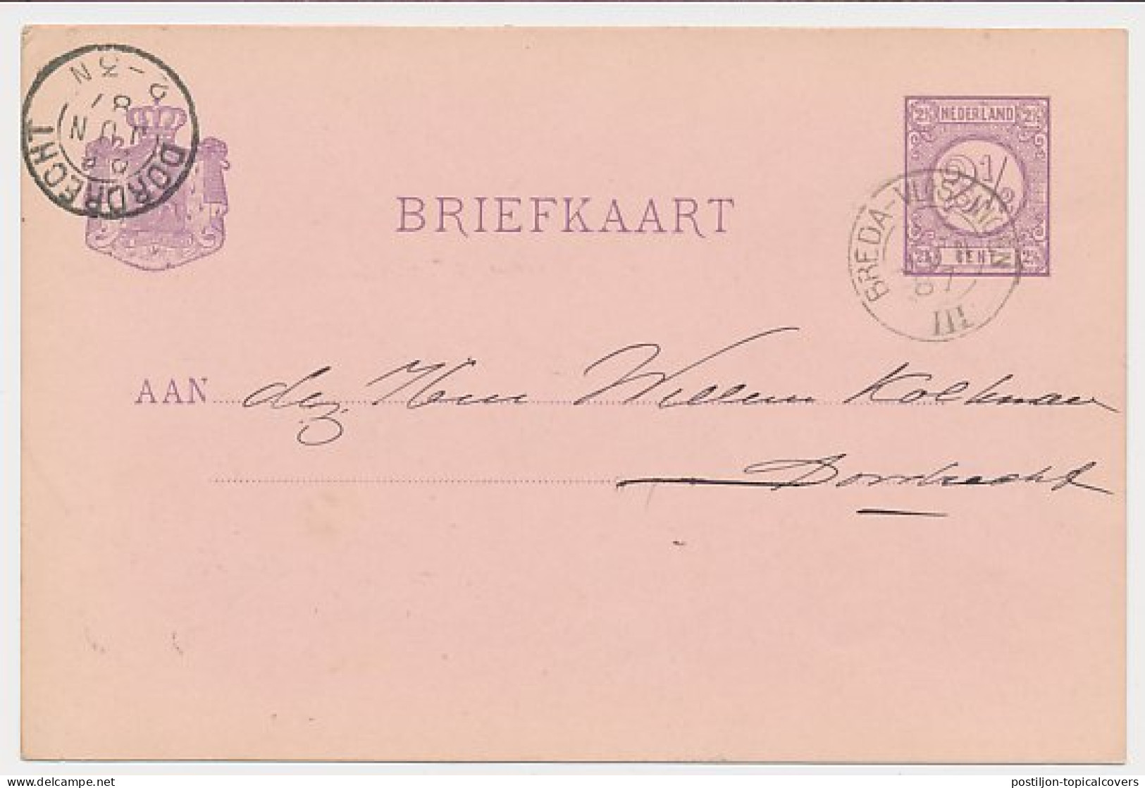 Bergen Op Zoom - Trein Kleinrond Breda - Vlissingen III 1887 - Storia Postale