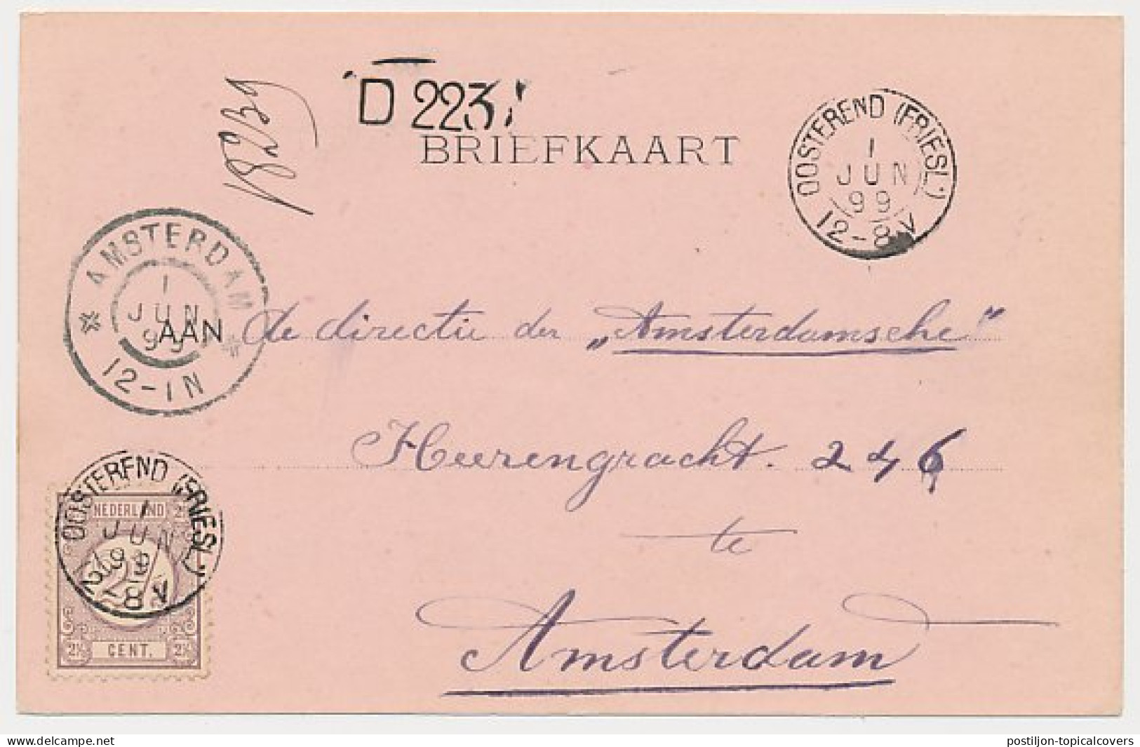 Kleinrondstempel Oosterend (Friesl:) 1899 - Non Classés