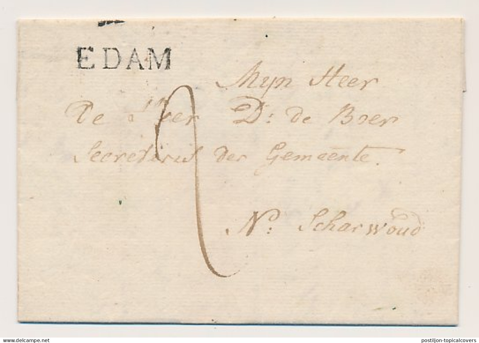 EDAM - Noord Scharwoude 1822 - Lakzegel - ...-1852 Prephilately