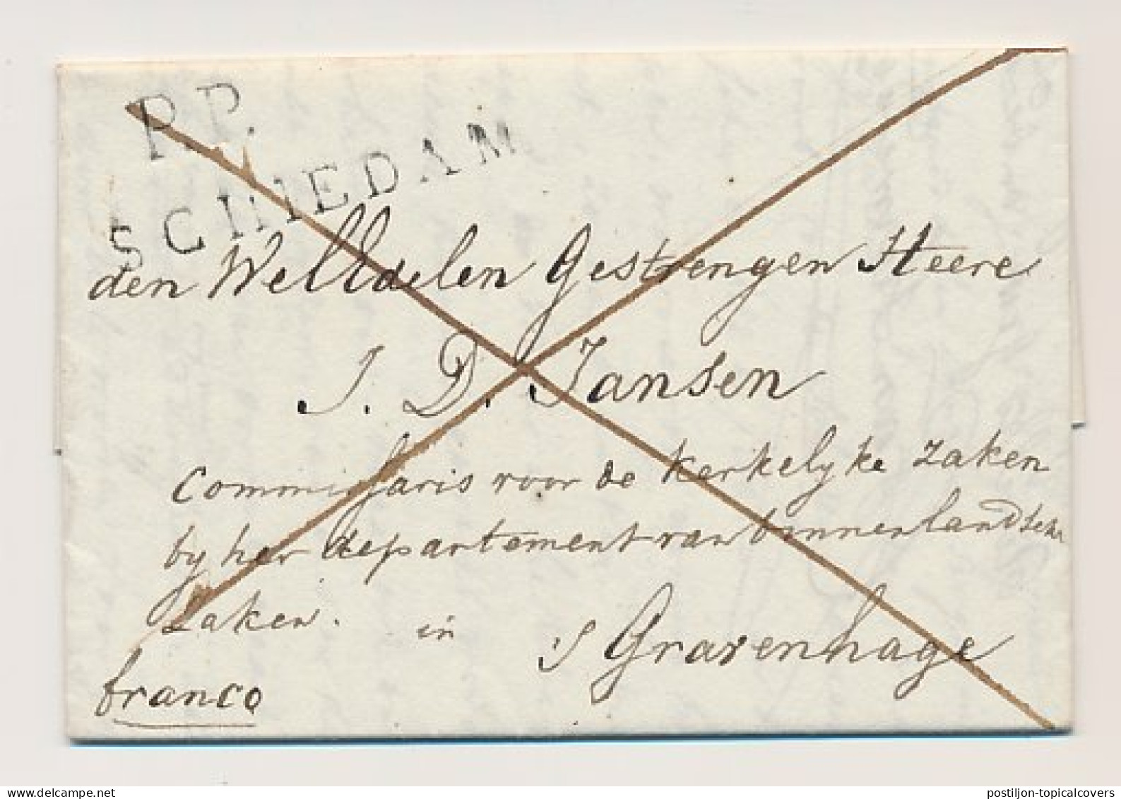 P.P. SCHIEDAM - S Gravenhage 1815 - Lakzegel - ...-1852 Voorlopers