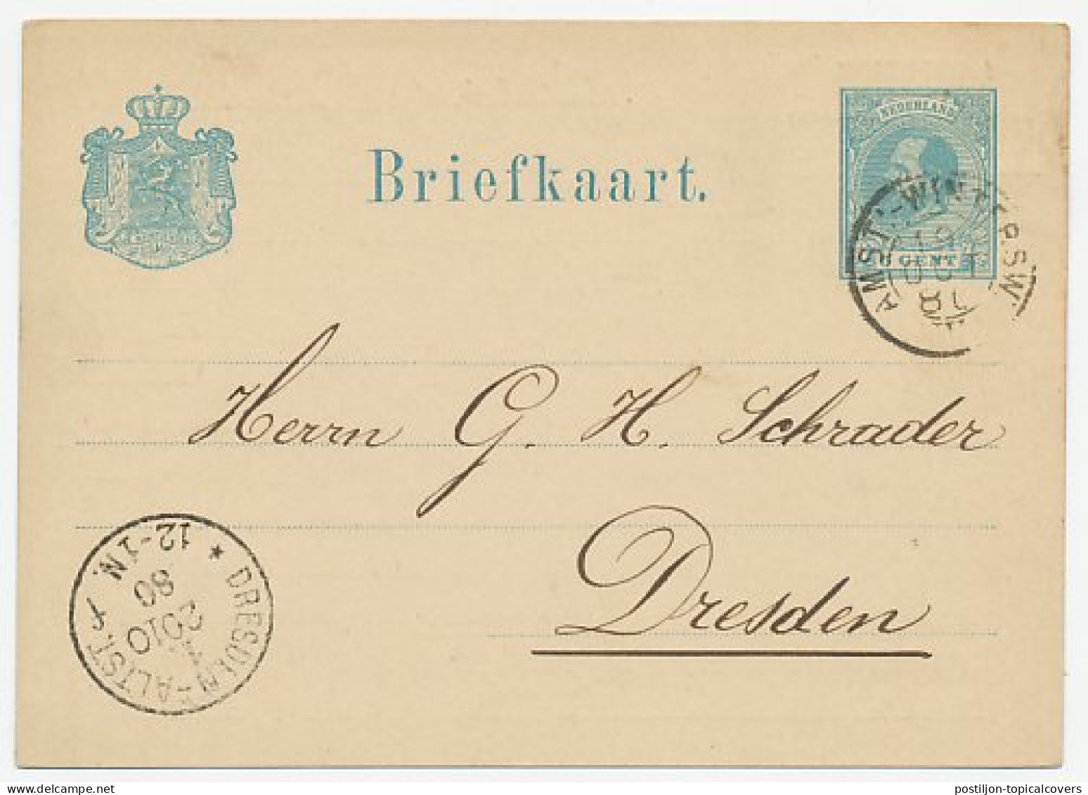 Briefkaart G. 16 Particulier Bedrukt Amsterdam 1880 - Entiers Postaux