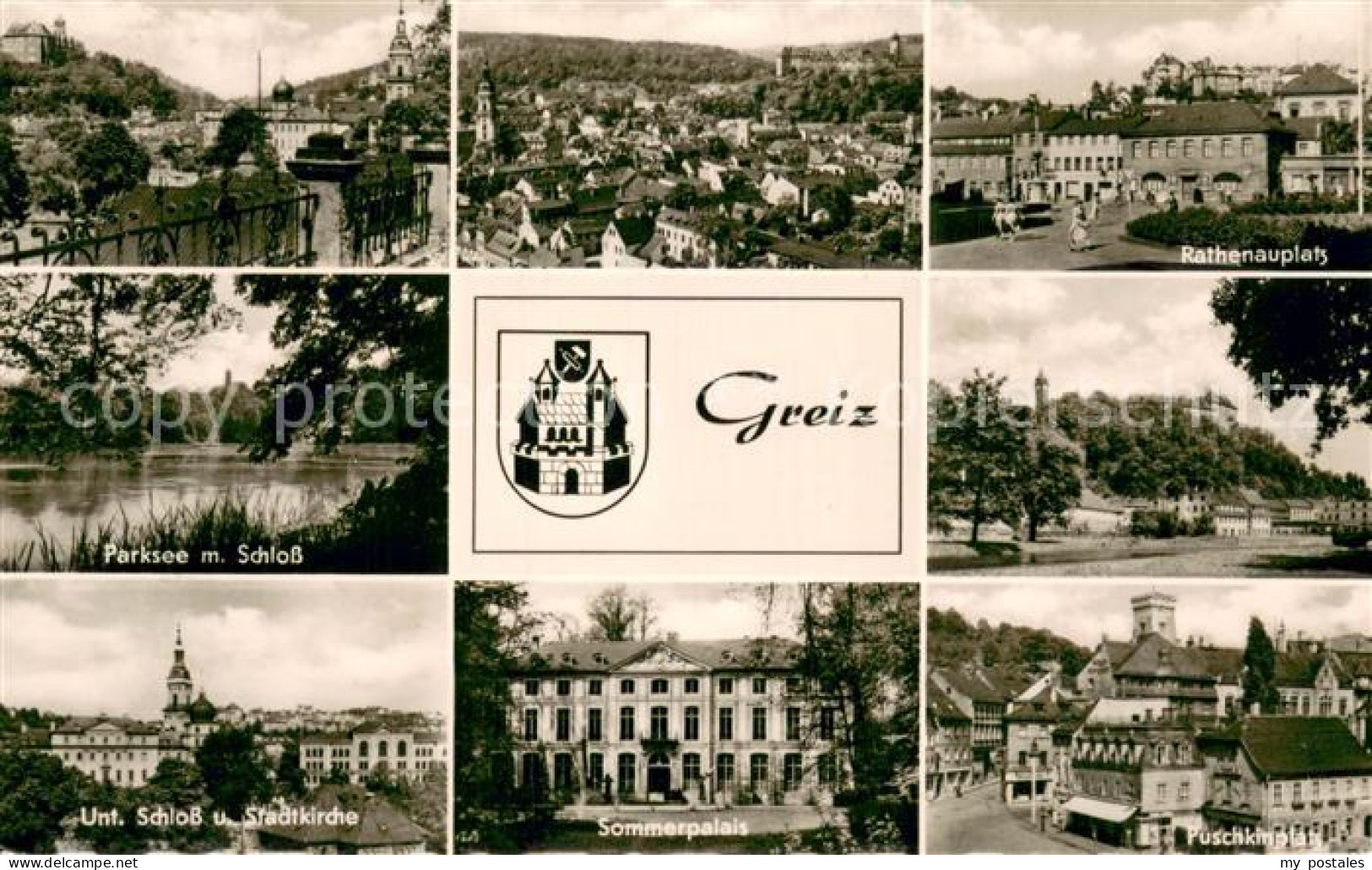 73753030 Greiz Thueringen Stadtansichten Ratheauplatz Parksee Schloss Kirche Som - Greiz