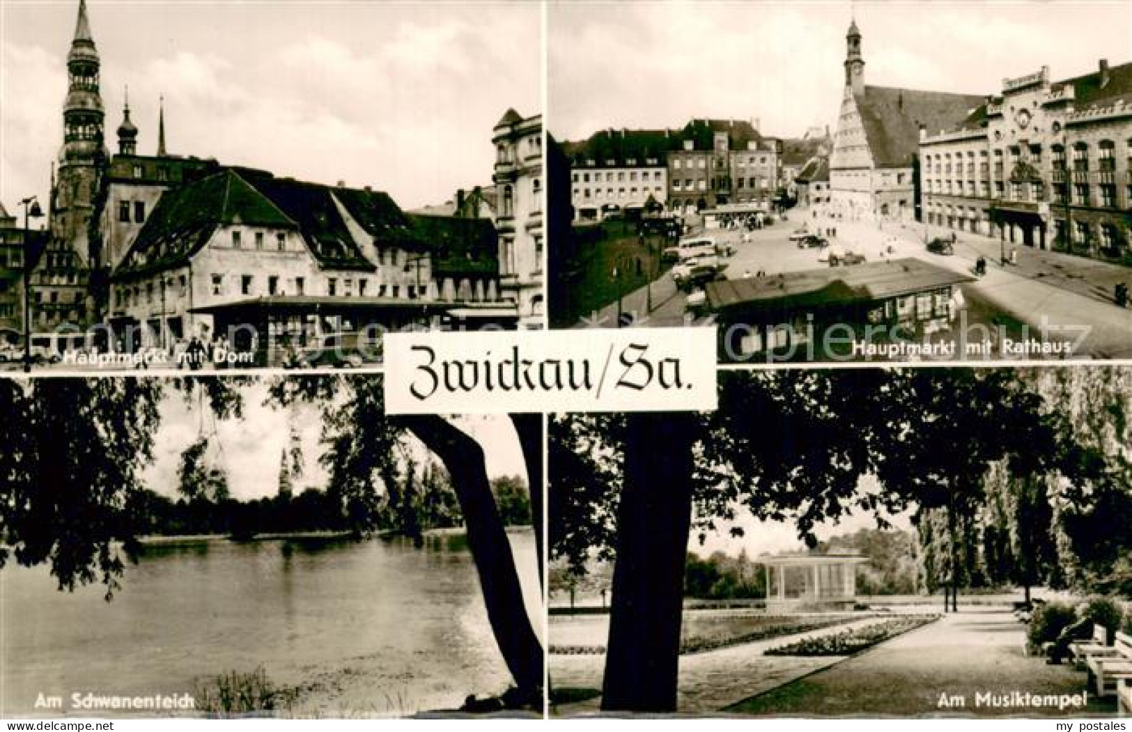 73753024 Zwickau  Sachsen Hauptmarkt Mit Dom Rathaus Schwanenteich Musiktempel  - Zwickau