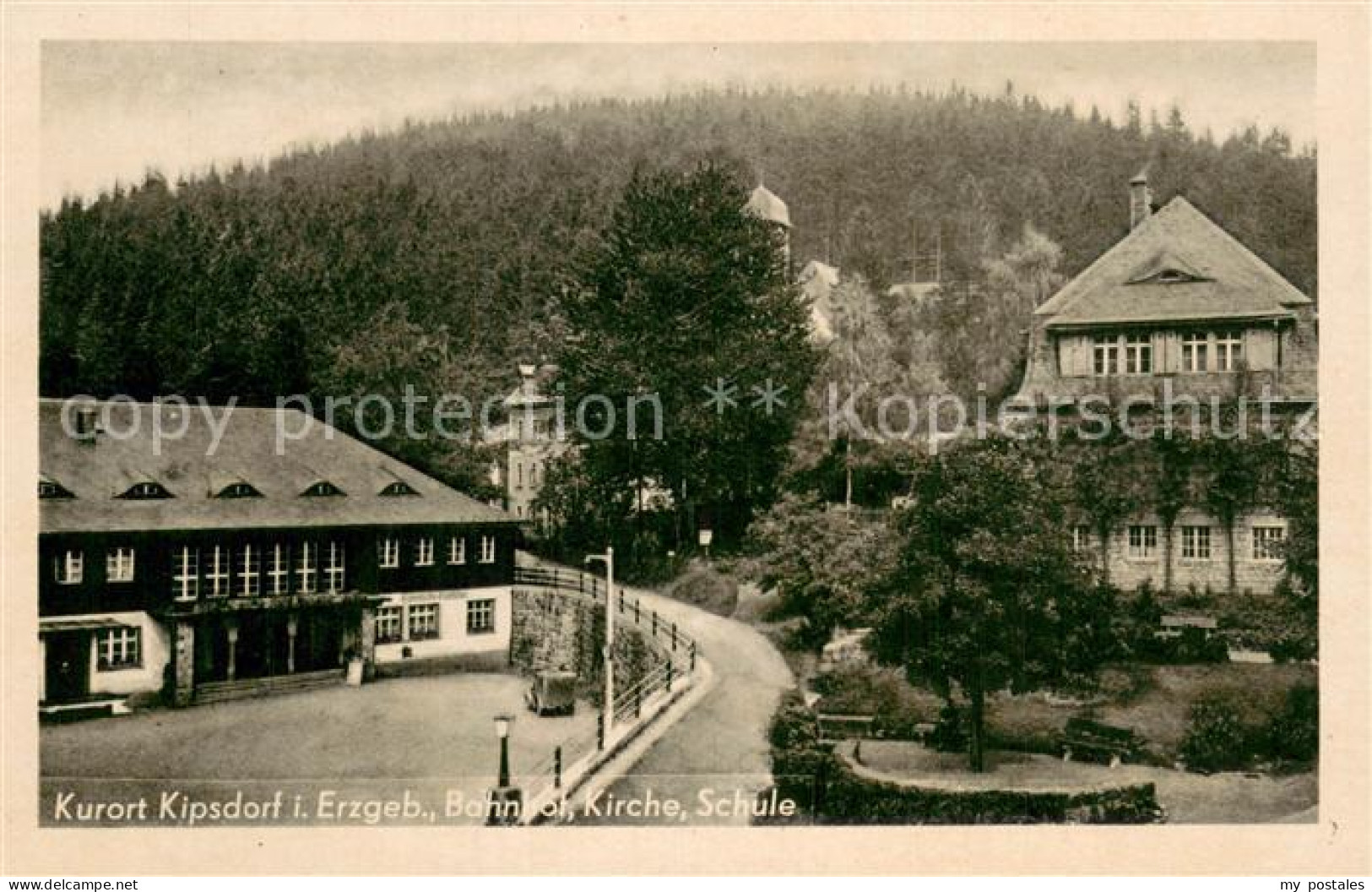 73753017 Kipsdorf Bahnhof Kirche Schule Kipsdorf - Altenberg