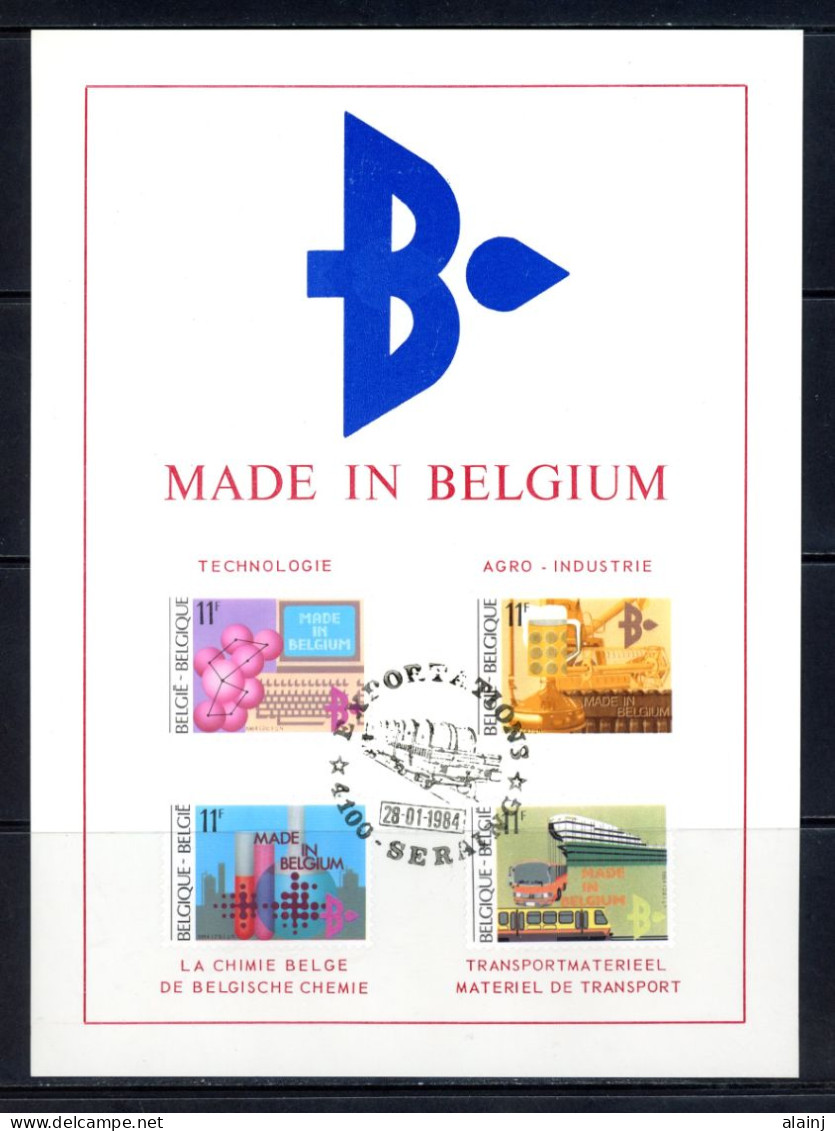 BE   2114 - 2117   ---   Feuillet  --  Exportations Belges : Made In Belgium  --  Obl  1er Jour - 1981-1990