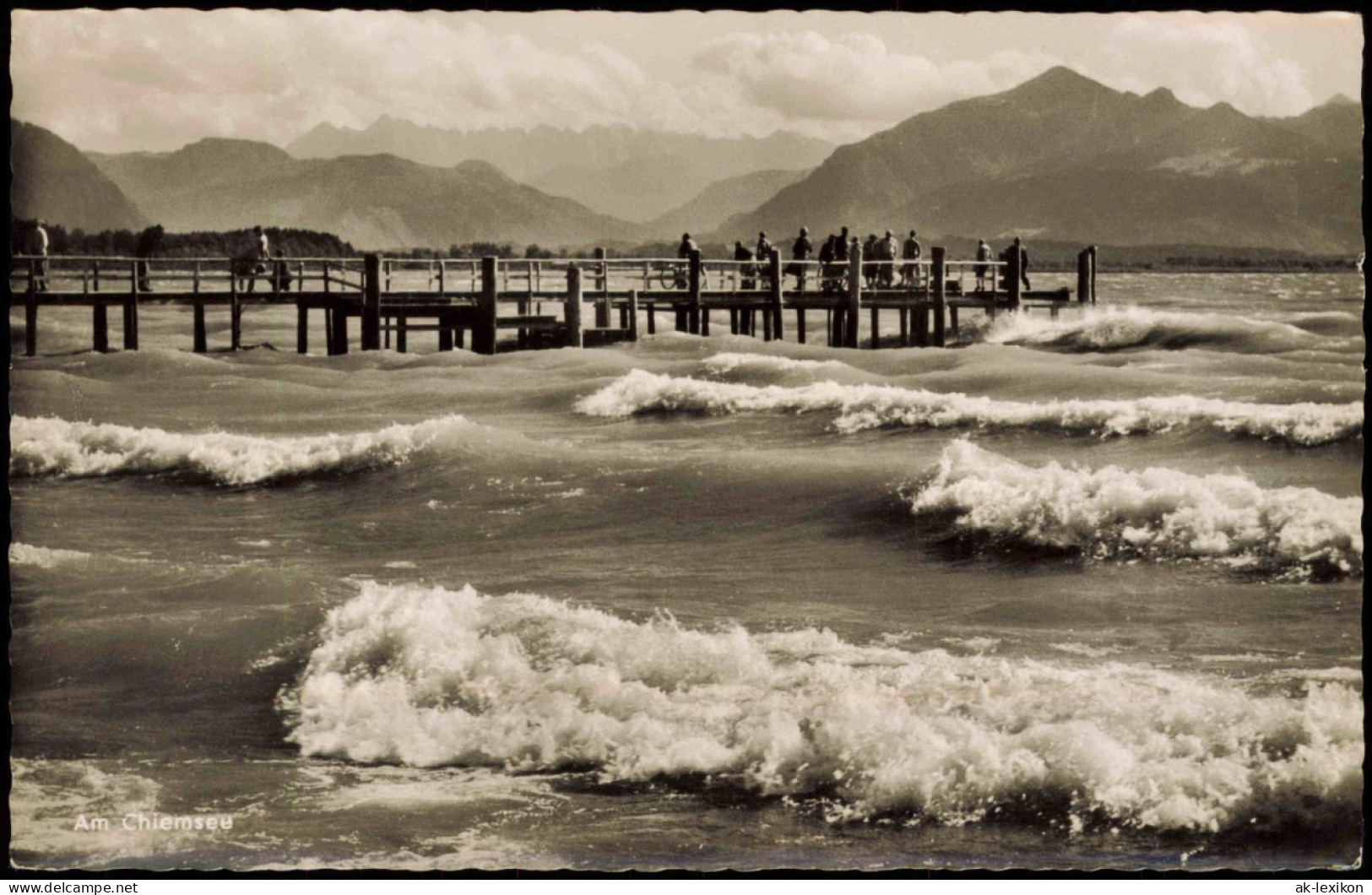 Ansichtskarte Chiemsee Chiemsee (See) Bootsanaleger Wellen 1956 - Chiemgauer Alpen