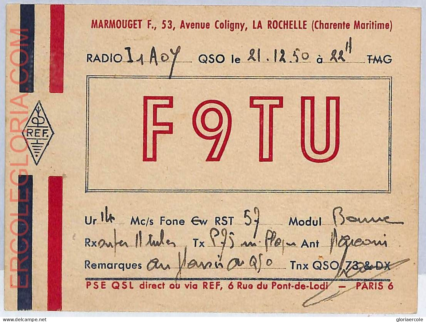 Ad9051 - FRANCE - RADIO FREQUENCY CARD   - 1950 - Radio