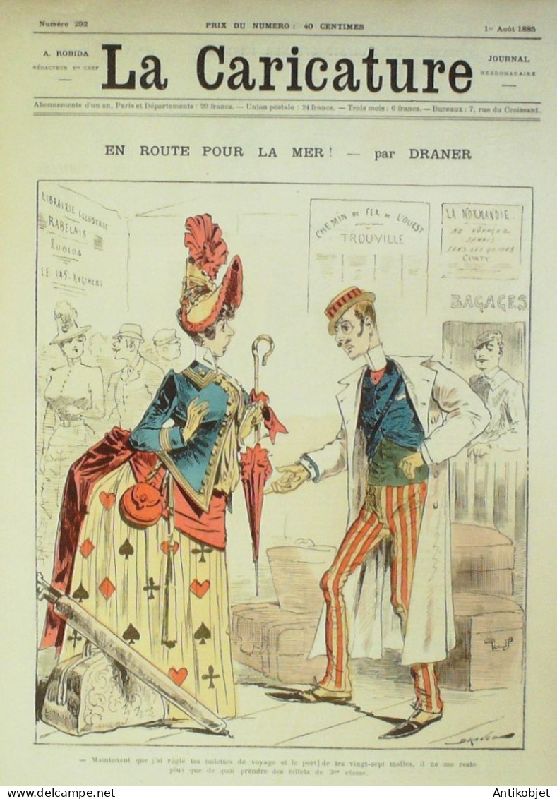 La Caricature 1885 N°292 En Route En Mer Draner Gino Dimanche à Paris Henriot Loys Job - Zeitschriften - Vor 1900