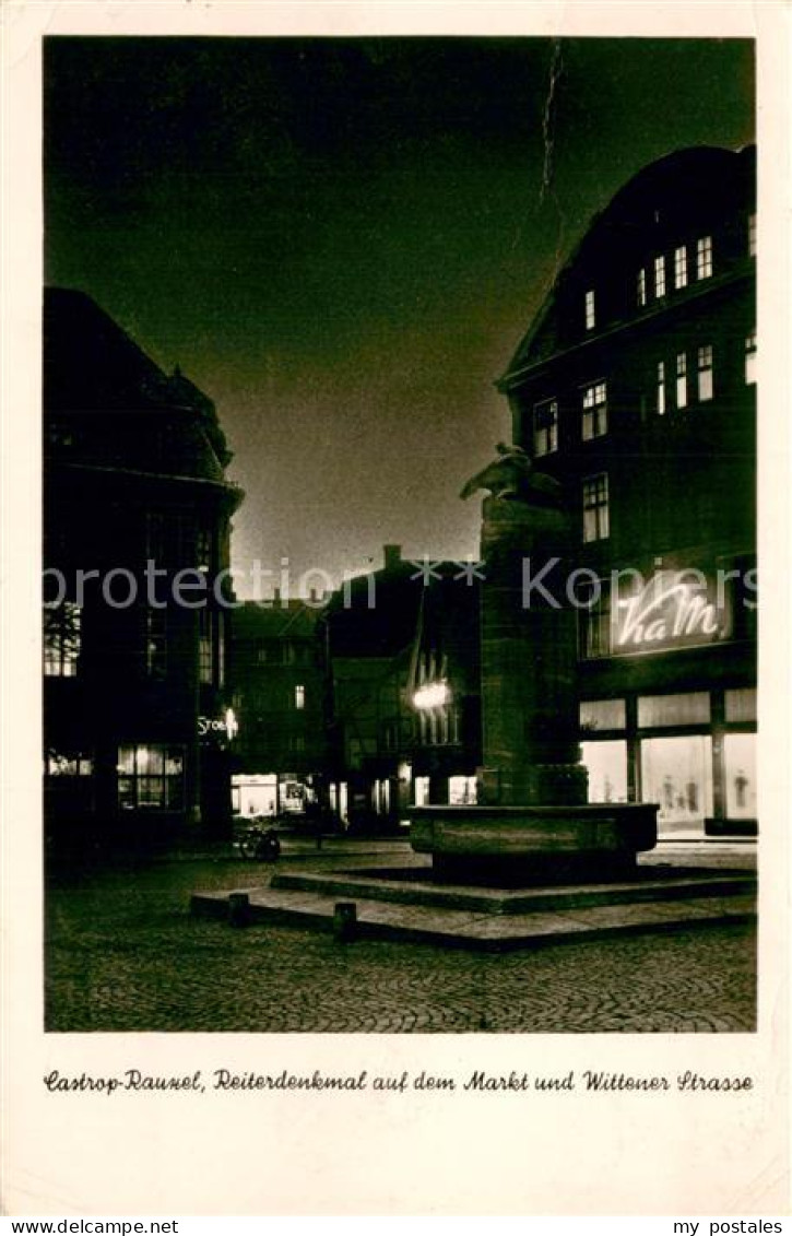 73752774 Castrop-Rauxel Reiterdenkmal Markt Wittener-Strasse Nachtaufnahme Castr - Castrop-Rauxel