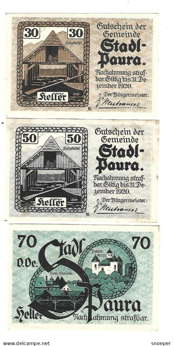 *notgeld   Austria Stadl-paura Serie Compleet  1008.1b  Cat Val  3 Euro - Austria