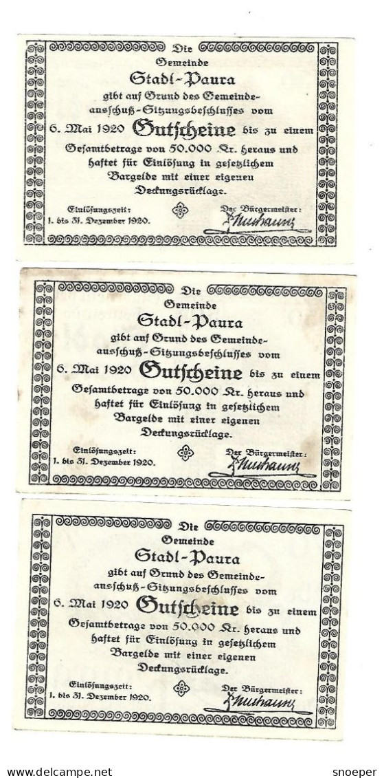 *notgeld   Austria Stadl-paura Serie Compleet  1008.1b  Cat Val  3 Euro - Oesterreich