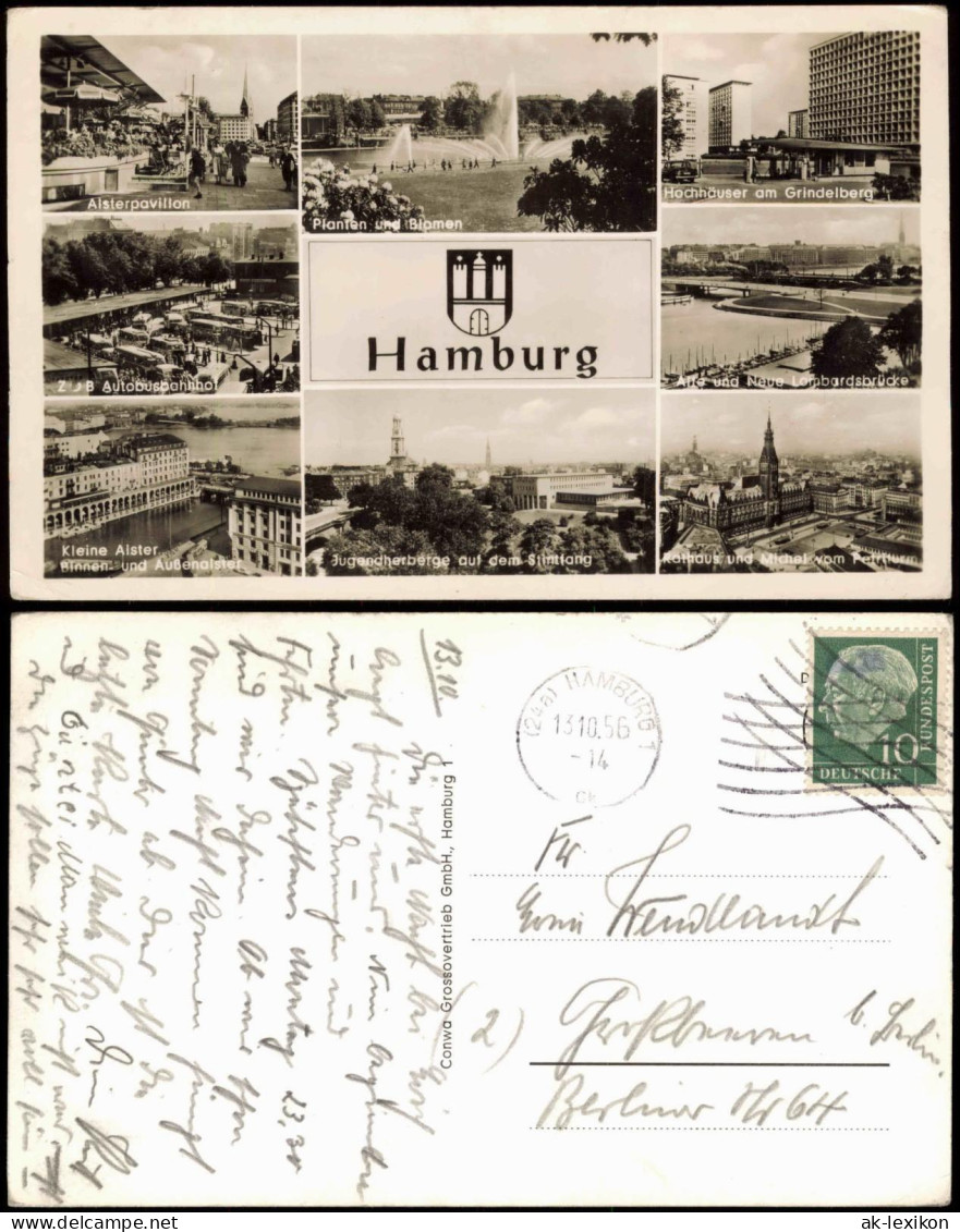 Ansichtskarte Hamburg Grindelberg, ZOB Busbahnhof Uvm 1956 - Andere & Zonder Classificatie