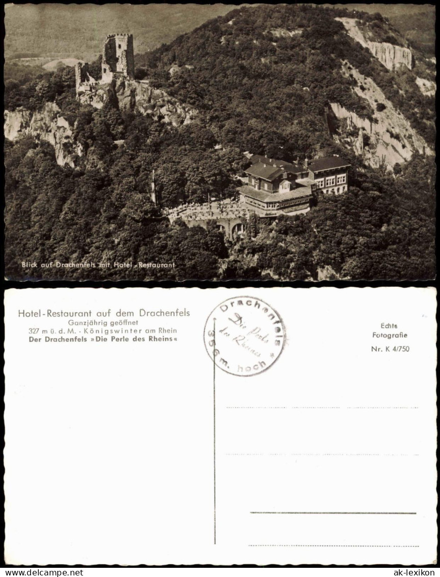 Ansichtskarte Königswinter Luftbild Drachenfels Mit Hotel Restaurant 1958 - Königswinter