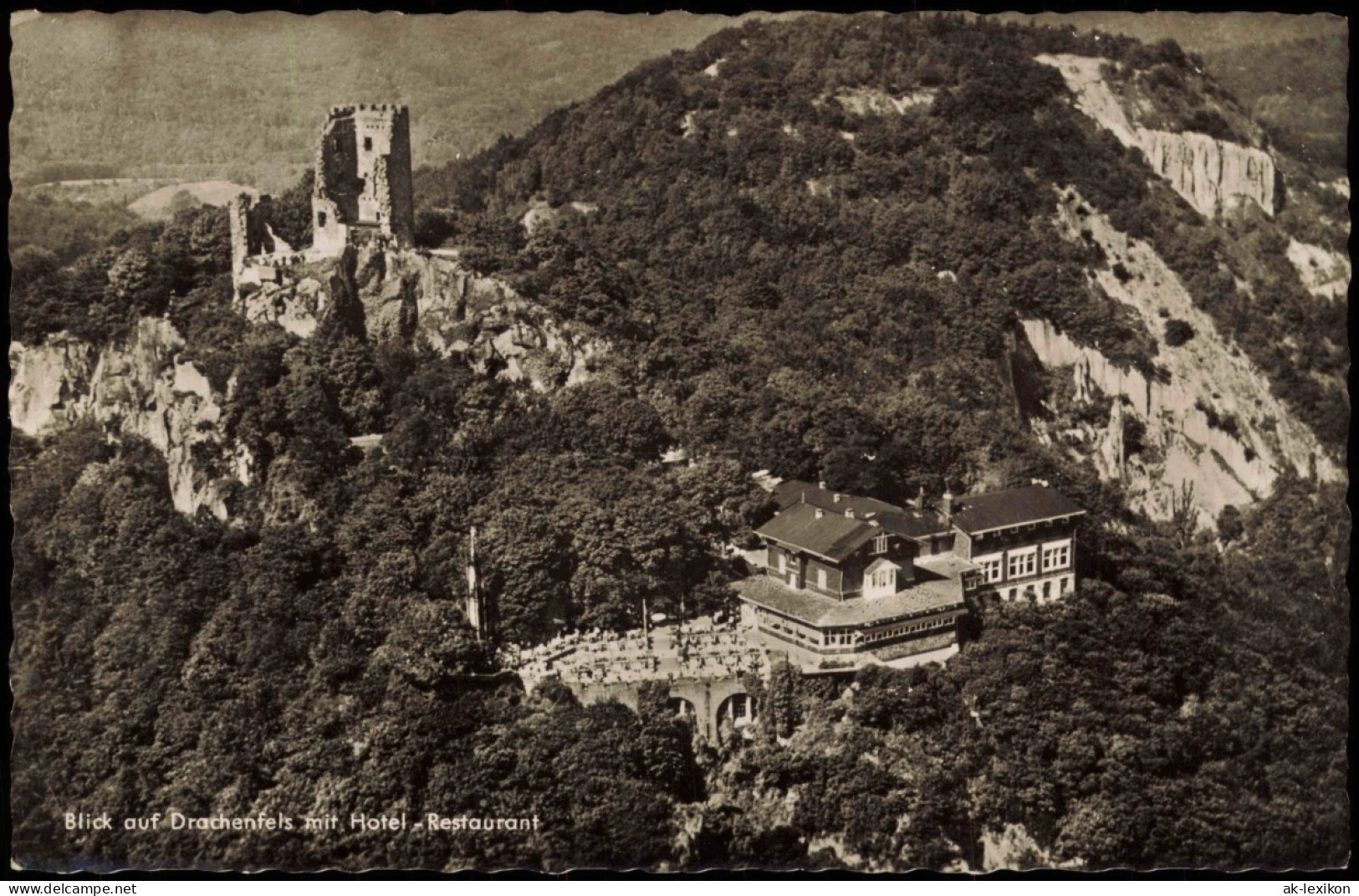 Ansichtskarte Königswinter Luftbild Drachenfels Mit Hotel Restaurant 1958 - Koenigswinter