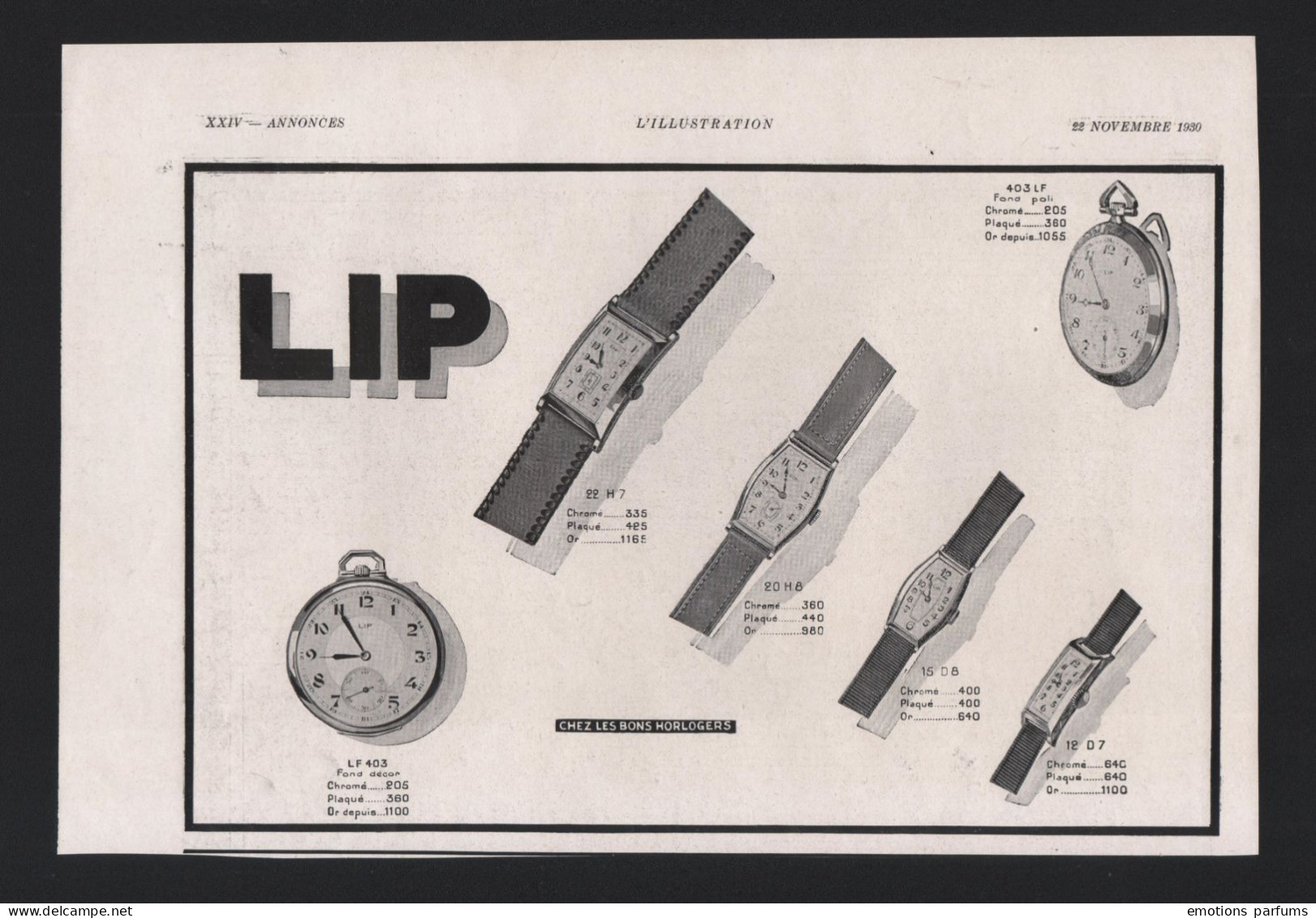 Pub Papier 1930 Horlogerie Montre LIP Montres Besançon Horloger - Advertising