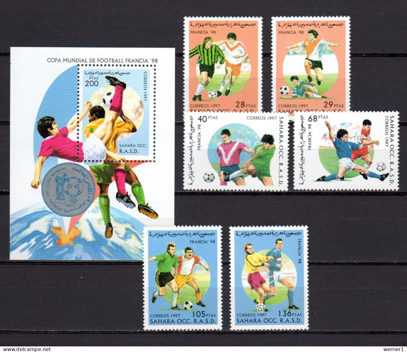 West Sahara 1997 Football Soccer World Cup Set Of 6 + S/s MNH - 1998 – France