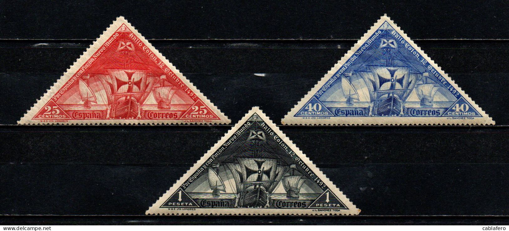 SPAGNA - 1930 - IN ONORE DI CRISTOFORO COLOMBO - LE TRE CARAVELLE - FRANCOBOLLI CON DIFETTO - MH - Unused Stamps