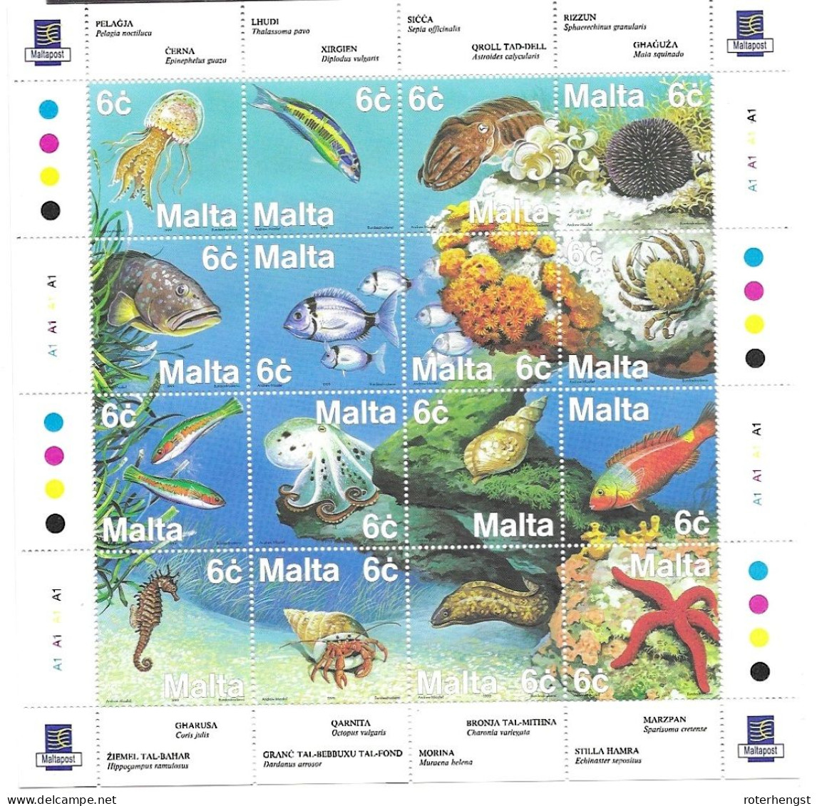 Malta Mnh ** Sea Life 1999 Sheet 9 Euros - Malte