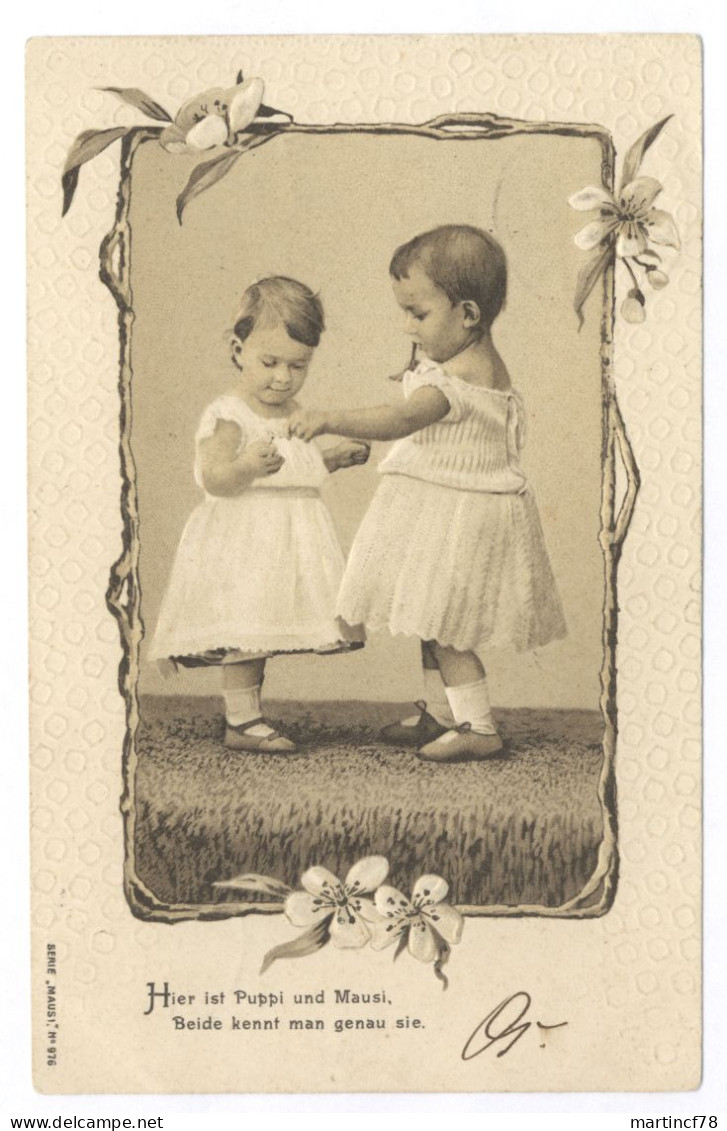 Prägedruck Kinder Hier Ist Puppi Und Mausi Beide Kennt Man Genau Sie Gel. 1901 Berlin Nach Wertheim - Abbildungen