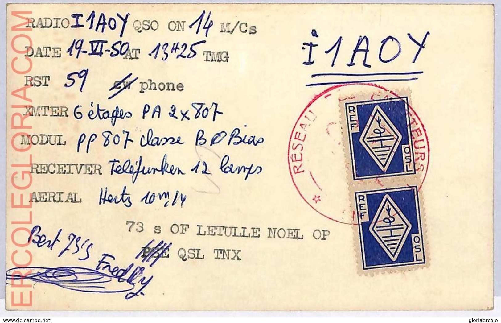 Ad9055 - FRANCE - RADIO FREQUENCY CARD   - 1950 - Radio