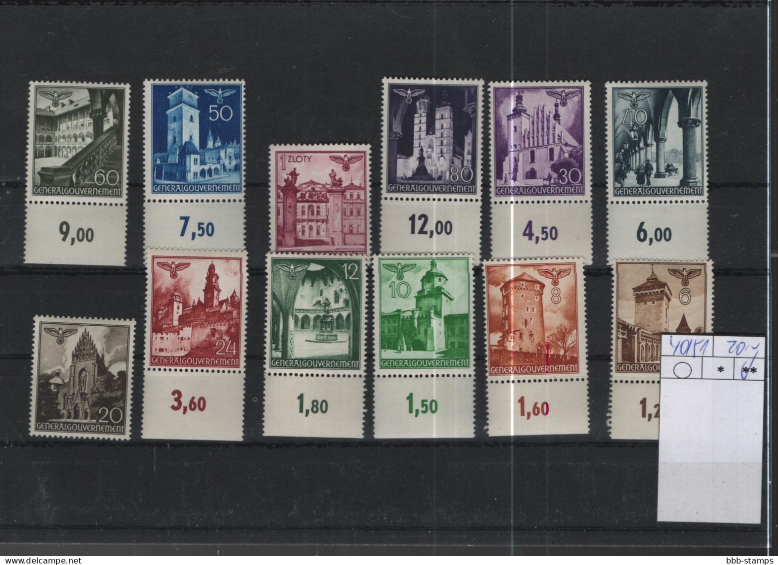 Deutsches Reich  Michel Kat.Nr. GG Postfr/** Porto  40/51 - Besetzungen 1938-45